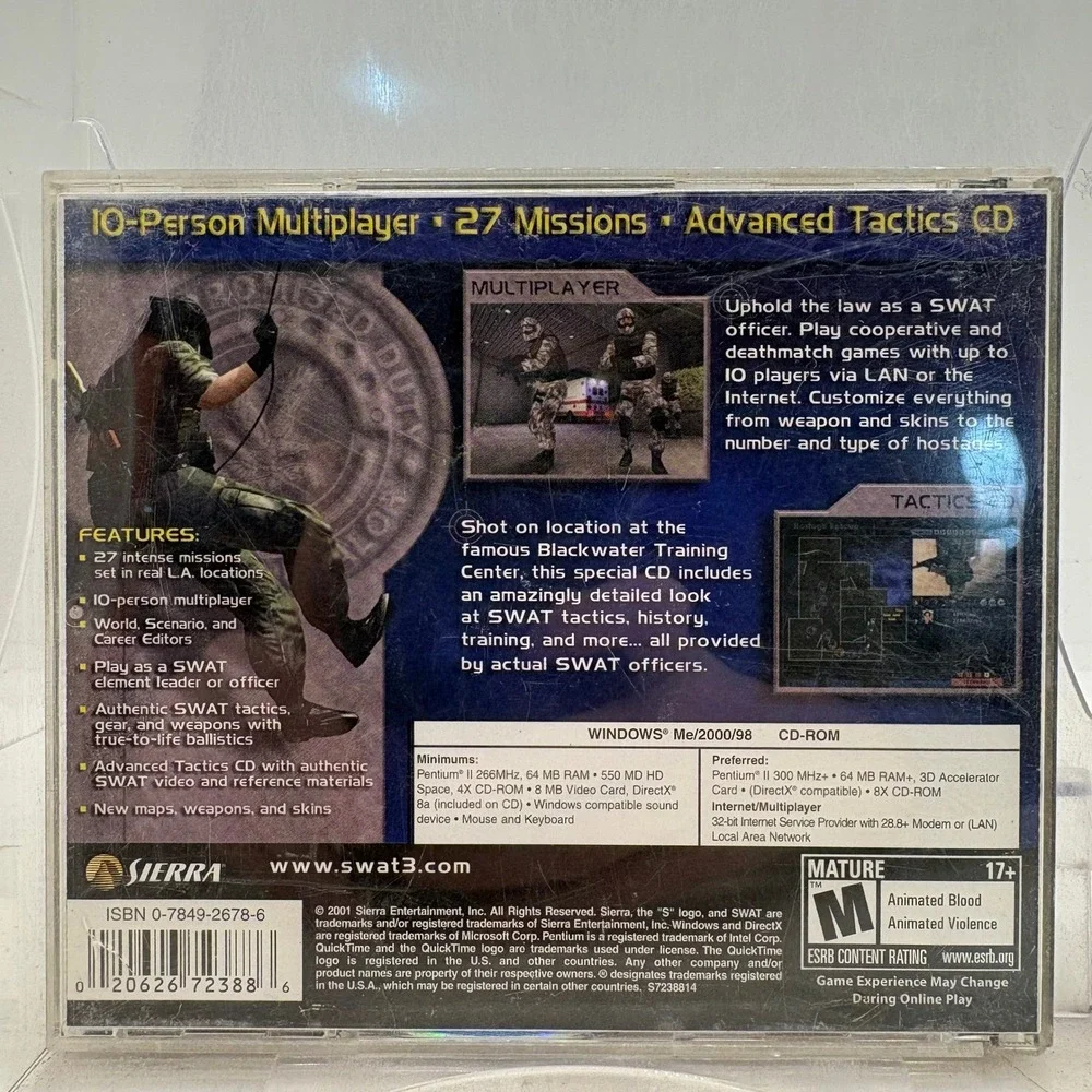 SWAT 3 Tactical Game of the Year Edition PC 2-CD Set Sierra 2001 Vintage Windows